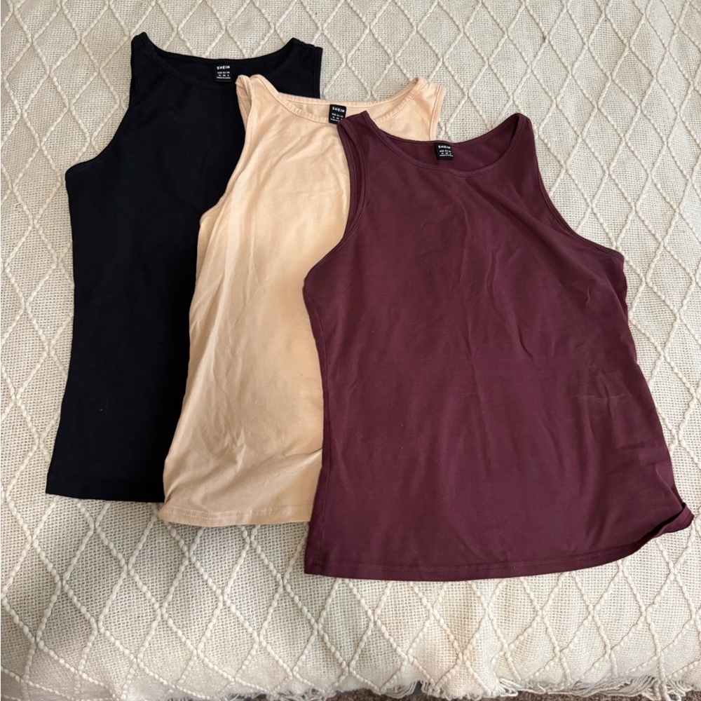 3Pack Cotton High-Neck Tank Tops